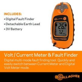 Gallagher Smart Fence Volt & Current Meter | Fault Finder for Electric Fencing | Digital Display with Directional Arrows | Measures Voltage, Amperage & Short Location | Saves Time on Repairs