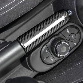 AIRSPEED Mini Cooper F55 Hard Top F57 F56 Hatchback Accessory Interior Parts Real Carbon Fiber Handbrake Cover Grip Handle Lever Trim Stylish Custom Dress Up Double Sided Tape Included Garnish