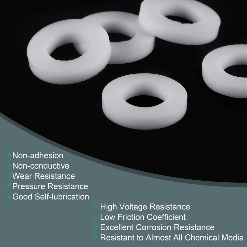 MECCANIXITY PTFE Flat Washers 12mm OD 6mm ID 2mm Thick