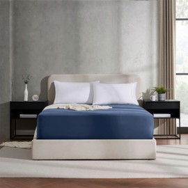 Nestl Bedding 21" Deep Pocket Fitted Sheet – 1800 Deep Pocket Bed Sheet – Hotel Luxury Double Brushed Microfiber Sheets – Deep Pocket Fitted Sheet - Queen/Navy Blue