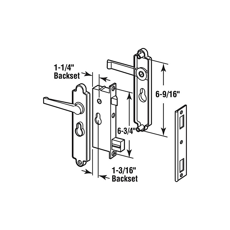 Prime-Line K 5057 Security Door Non-Locking Mortise Handle Set, Steel