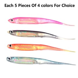 5Pcs Soft Fishing Lures, Simulated Lures Artificial Swimming Lures, Swimming Lures Plastic, Suitable for Saltwater and Freshwater Fishing, Orange