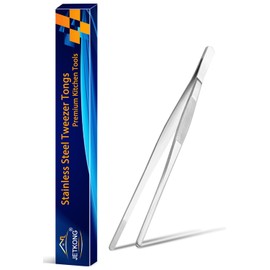 JETKONG 9 Inch Stainless Steel Kitchen Tweezers Multi-function Precision Serrated Tips Cooking Tweezers Chef Plating Tongs