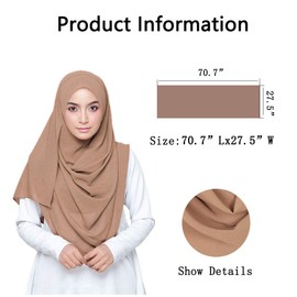 LMVERNA Lightweight Chiffon Scarf Solid Color Thick Chiffon Hijab Long Shawl Wrap Scarves (Nude)