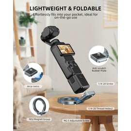 CAMOLO GEEK Magnetic Mount Stand Compatible with DJI Osmo Pocket 3, MG-OP3 Pocket3 Adapter Magnet Expansion Phone Holder with 1/4”-20, Arca-Swiss Aluminum Alloy Bracket