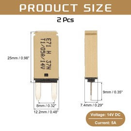 DMiotech 2 Pack Automatic Narrow Mini Reset Fuse, 14V DC 5A ATC/ATO Auto Circuit Breaker Reset Fuses Low Profile Blade Fuses for Car Truck SUV Marine Boat Motorcycle, Khaki