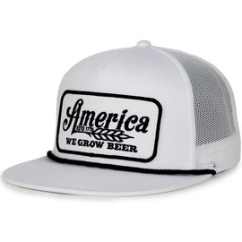 Rural Cloth America We Grow Beer Adjustable Snapback Hats (US, Alpha, One Size, White/Black)