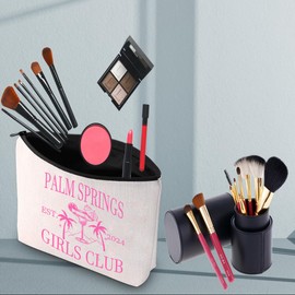 PWHAOO Palm Springs Makeup Bag Palm Springs Girls Club Est 2024 Cosmetic Bag Palm Springs Bachelorette Gift (Palm Springs Girls B)