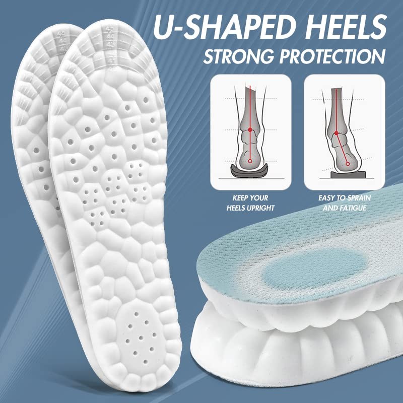 2 Pairs Memory Foam Insoles Shock Absorption Flexible Replacement Insoles