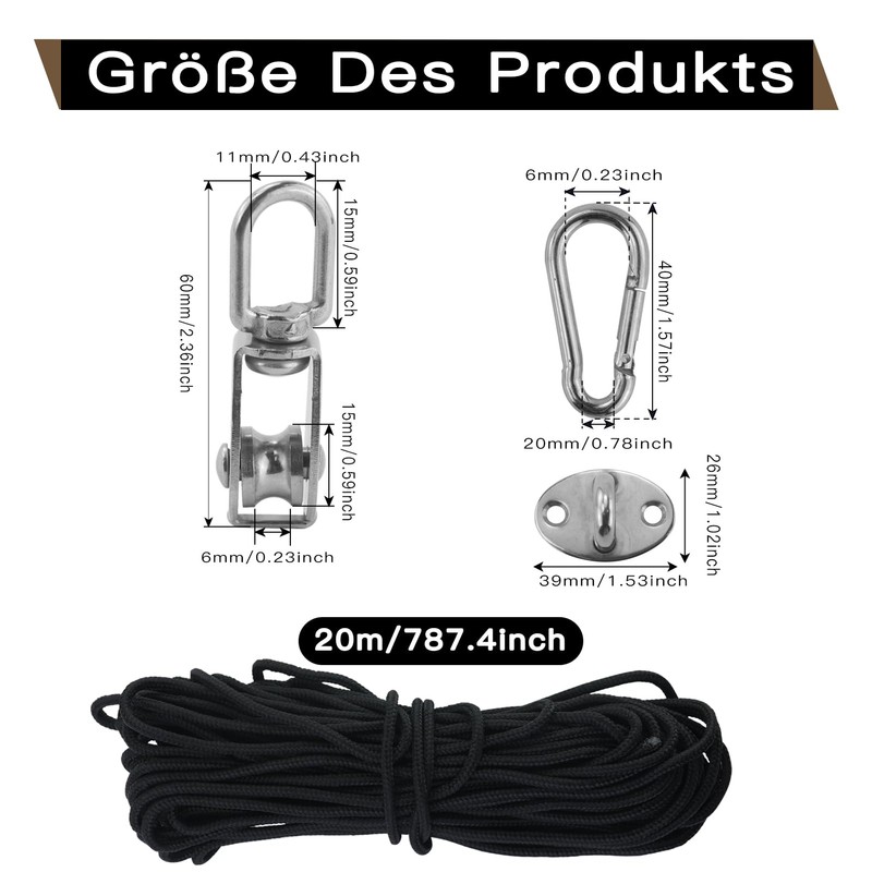 4 Pieces Stainless Steel Pulley, Block Rope Pulley with 4