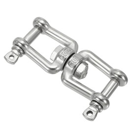 PATIKIL Double Shackle Swivel Hook M6 Load Capacity 300kg/66lbs 304 Stainless Steel Jaw to Jaw Swivel Shack Luling Connector for Marine Mooring Hanging