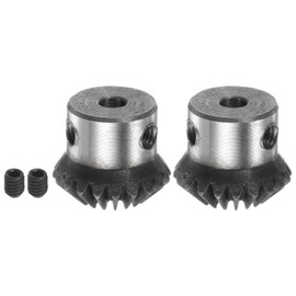 sourcing map 2pcs Bevel Gear 1M 20 Teeth 5mm Shaft Hole 1:1 Tapered Bevel Pinion Gear 45# Steel 1 Module 90 Degree Steering Gear, for Hardware Mechanical Rotation