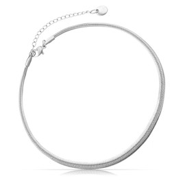 Made by Nami Stainless Steel Women's Anklet with Strong Lobster Clasp - in Trendy Snake Design - Women's Anklet Gold or Silver - Girls Foot Jewellery - Gift for Her, Stainless Steel