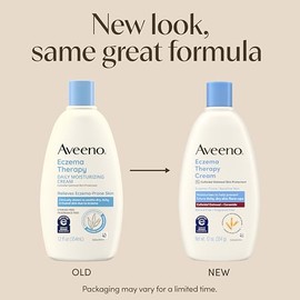 Aveeno Eczema Therapy Crema corporal hidratante diaria para pieles sensibles, crema calmante para aliviar el eccema, avena coloidal y ceramida para pi