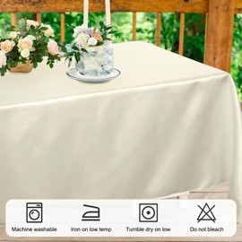Moukeren 18 Pack Tablecloths for Rectangle Tables 58 x 102 Inch Table Cloth Reusable Washable Polyester Table Clothes Bulk for 6 Ft Tables for Wedding, Party, Restaurant (Ivory White)