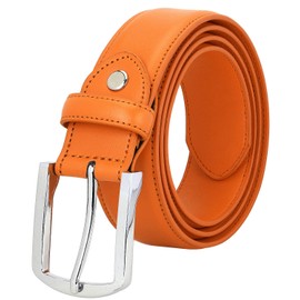 Falari Men Genuine Leather Casual Dress Belt With Single Prong Buckle 9028-ORG-42