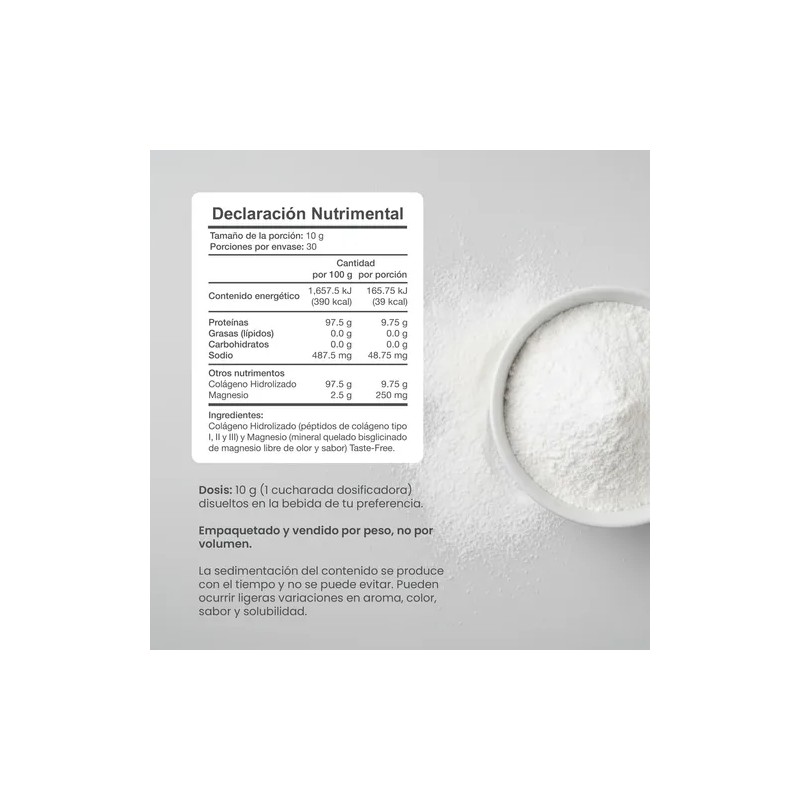 Entera Colágeno Y Magnesio 300g, Hidrolizado, Sin Azúcar