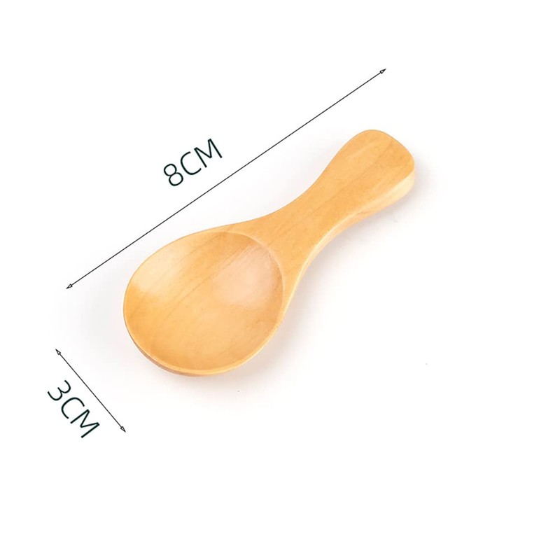 HugeDE 2 Pcs Mini Wooden Spoon with Short Handle Small