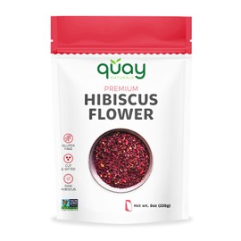 Quay Naturals Hibiscus Flowers (8 oz) Flor de Jamaica - Cut & sifted - Pure & Natural Roselle Flowers for Teas, Smoothies & Baking - Hibiscus sabdariffa Flowers - Non GMO