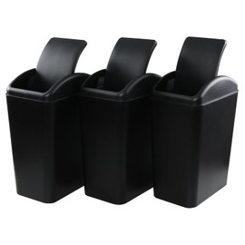 Asking 4.5 Gallon Small Trash Can with Swing-top Lid, 3-Pack Swing Plastic Garbage Bin, Black