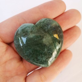 Manekieko Manekieko Natural India Agate Palm Worry Carved Heart Love Stone,40mm Crystals and Healing Stones