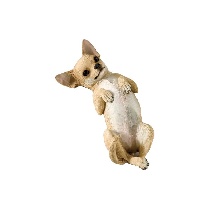 Sandicast Small Size Tan Chihuahua Sculpture, Lying Back