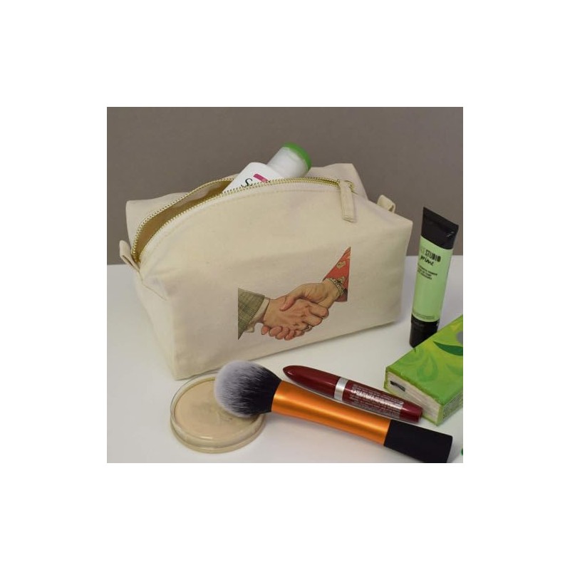 'Vintage Handshake' Canvas Wash Bag/Makeup Case (CS00040171)