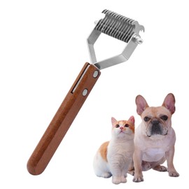 Unterwollbürste & Unterfellbürste für Hunde Katzen, Hundebürste & Katzenbürste für shorthaar, Coat King der Trimmstriegel, Entfernt Unterwolle Verfilzungen (Holzfarbe)