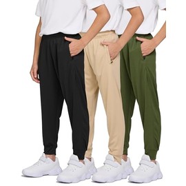 PURE CHAMP 3 Pack Boys Sweatpants Mesh Lightweight Kids Clothes with Zipper Pockets Active Quick-Dry Boys Pants Sizes 4-20(Set 4 Size 2X-Large)