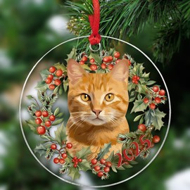Christmas Ornament 2026 - Orange Cats Ornaments for Christmas Tree, Cute Acrylic Pet Ornament for Gifts for Men, Women, and Animal Lovers