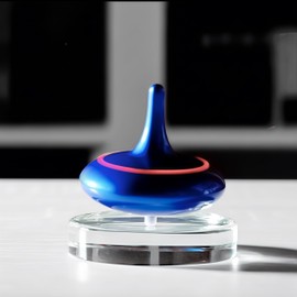 Hautech Electric Spinning Top with Glass Base, 6+ Hour Endless Spin, LED Light Show for Focus, Calm & Creativity, Unique Futuristic Gift for Adults (Stability Blue)