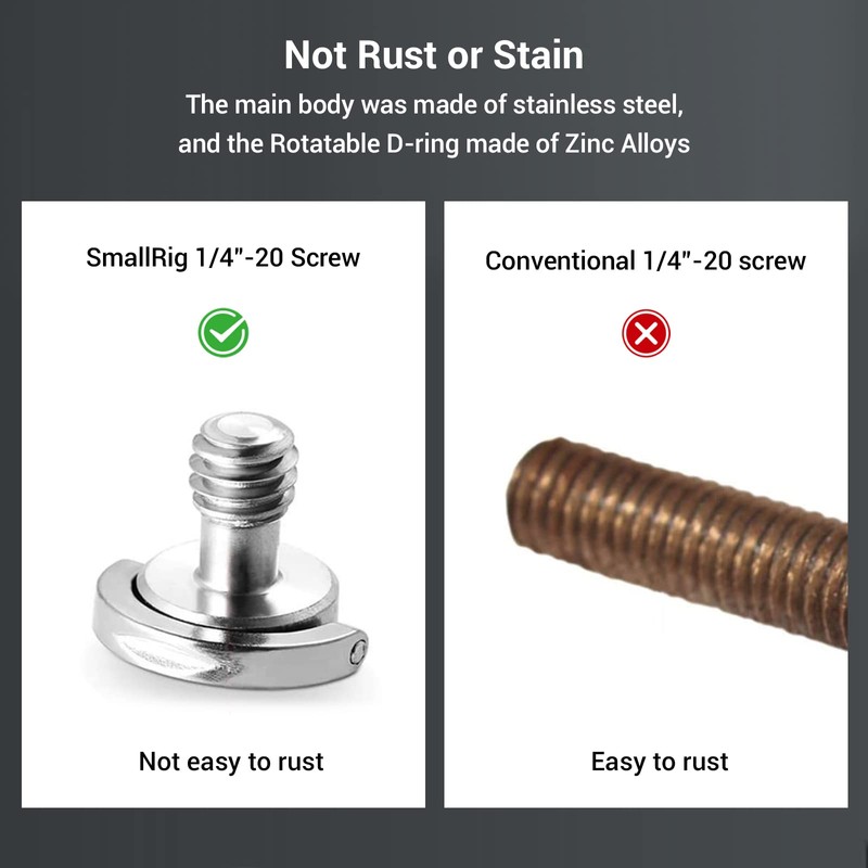 SMALLRIG Camera Mounting Screw with D Shaft D-ring 1/4"-20 Mounting