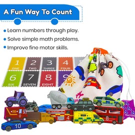 High Five Counting Vehicles - Montessori Educational Toy for Toddlers | Learn Numbers, Shapes, and Colors | Girls & Boys 3-5 Years