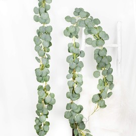 DearHouse Artificial Eucalyptus Garland Faux Silk Eucalyptus Leaves Vines Handmade Garland Greenery Wedding Backdrop Arch Wall Decor