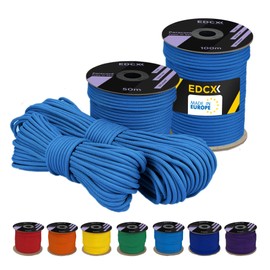 EDCX 4 mm Polyester Paracord 550, 25+ Colours (15, 30 and 50 m) - Type III, 100% Nylon Rope, 7 Stranded Rope, 4 mm Nylon Rope in Many Colours, Solid Colours (Sky Blue, 15 m)