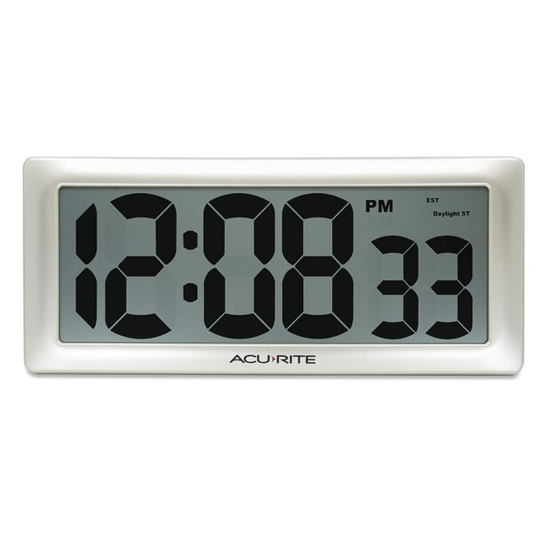 AcuRite Reloj de Pared Digital Grande de 13.5 Pulgadas con tecnología Intelli-Time (75173M), champaña