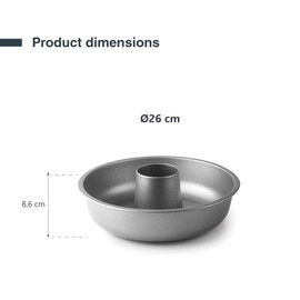 Lacor - 68454 Savarin Mould, Pastry Moulds, Non-Stick Mould, PFOA-Free, Oven-Safe, Fridge and Freezer, Easy to Clean, Carbon Steel, Diameter 26 cm, Height 8.6 cm, 2.15 Litres