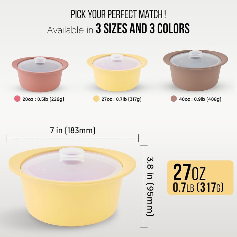 Firgi 27oz Platinum Silicone Microwave Steamer Pot with Lid –