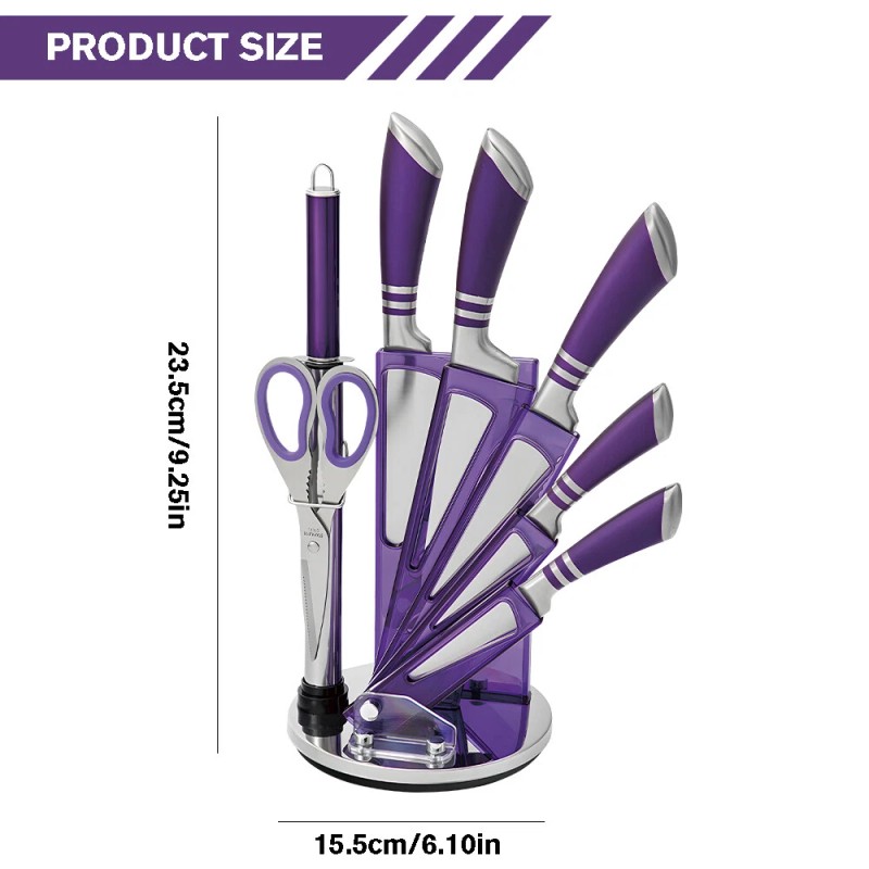 Unbranded 9 Piece Stainless Steel Kitchen Knife Block Set Chef