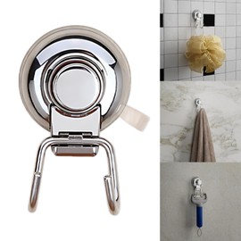 Boxonly Suction Cup Hooks for Bathroom and Kitchen - Rustproof Vacuum Stainless Steel Double Hooks (1 Pack)