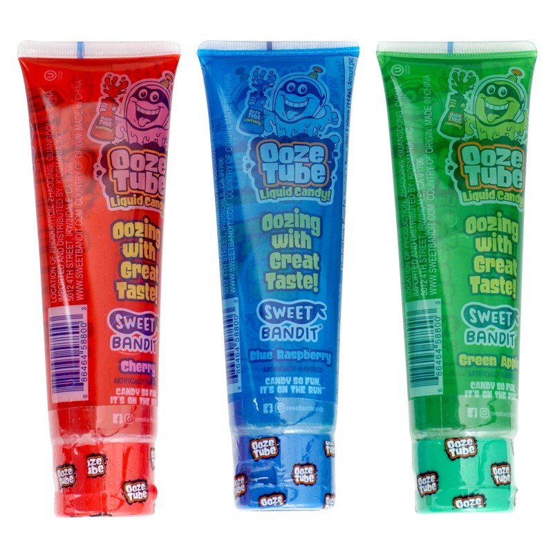 Ooze Tube Liquid Candy Assorted Flavors, 4 Ounce Each (Pack