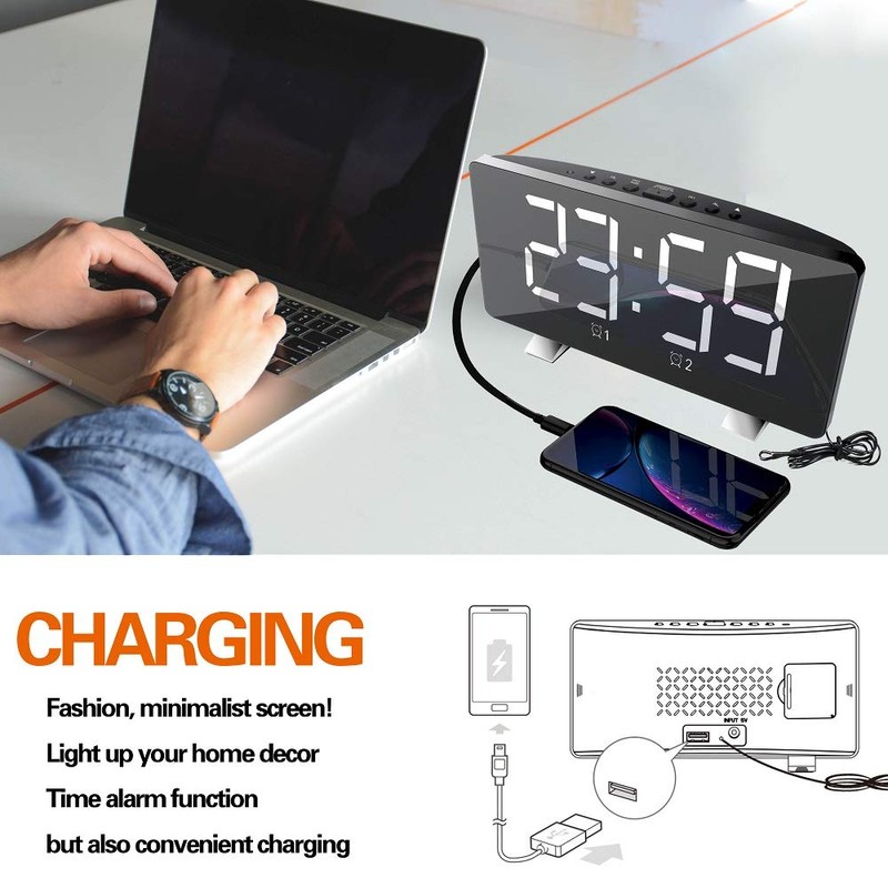 DollaTek Polyphonic Double Alarm Clock LED Large Screen Display Electronic