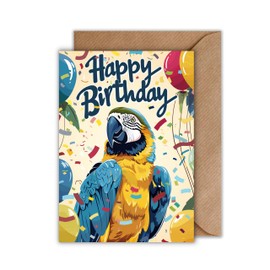 WBdesignz Birthday Card with Envelope - Parrot Birthday Card Happy Birthday Colourful Greeting Card for Birthday Parrot (A6)