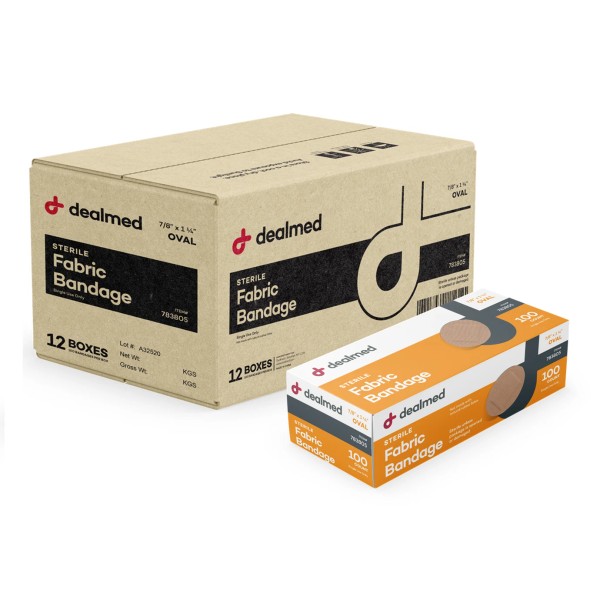 Dealmed Fabric Adhesive Bandage, Oval 7/8" x 1.25", 100/Box (Case