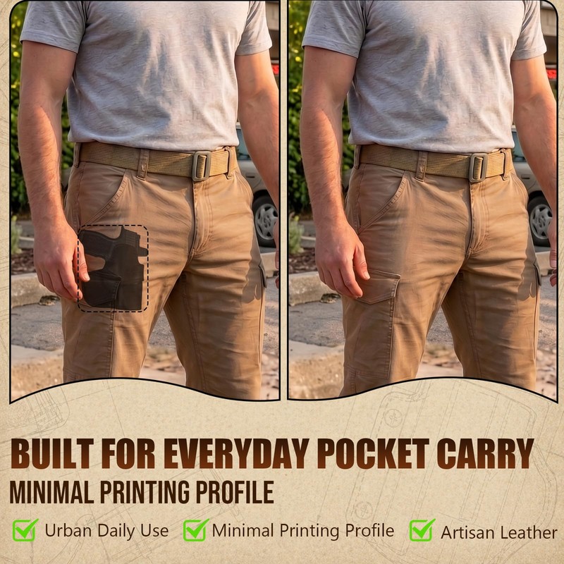 Leather Pocket Holster for S&W Bodyguard 2.0/Ruger LCP, Optic Ready,