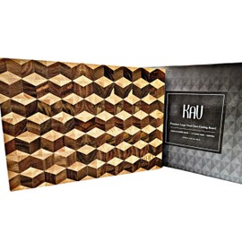 3D Large Acacia Wood Cutting Board for Kitchen, Cutting Board Block for Countertop - Large Charcuterie Board Serving Platter Wooden Chopping Board Made from Beech Wood - 16.5" x 12 "x 2 "