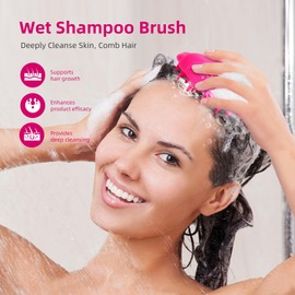 MTDLYICE Scalp Massager Hair Growth, Scalp Scrubber Wiht Silicone Bristles, Head Massager Scalp, Wet Dry Hair Care Scalp Scrub for Women Man (Red)