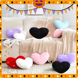Gowwye 2 Pcs Black Heart Pillow,Cute Heart Shaped Pillow Plush Heart Throw Pillow Set for Bed Livingroom Sofa Home Decor Girls Women Valentine (mini-12.9"x9.8")