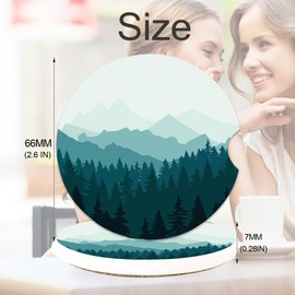 Car Coasters for Cup Holders- Misty Forest Absorbent Ceramic Coaster with Cork Back, Car Accessories Gifts for Men Women, 2PCS Universal Anti Slip Car Accessories, Cup Mat for Most Car Interior