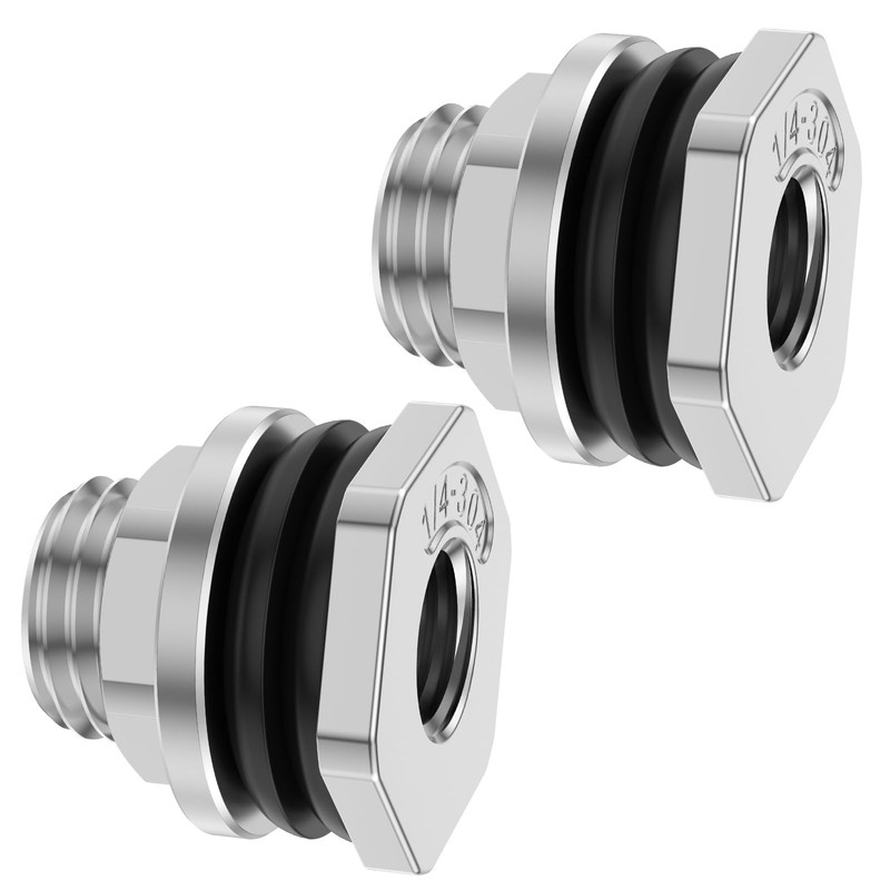 2Pcs Bulkhead Water Tank Fittings Stainless Steel Bulkhead Fitting Bulk